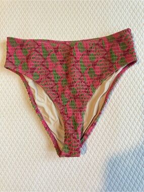 Farm Rio x Anthro Pink & Green Smocked Bikini Bottoms